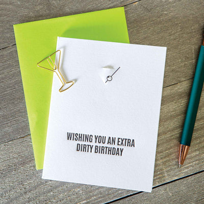 Extra Dirty Birthday Greeting Card With Martini Paper Clip - Femail Creations